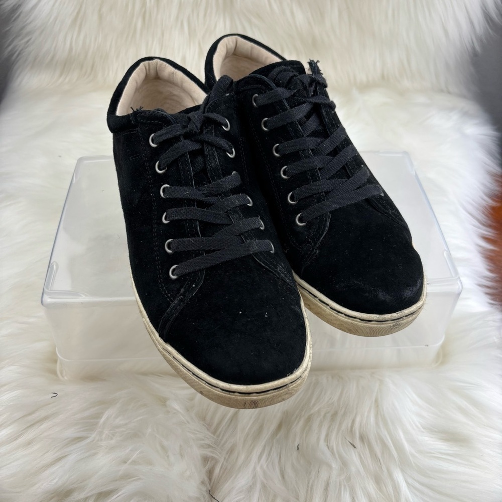 UGG Black Suede Footwear with Tan Soles size 10